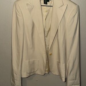 Lauren Ralph Lauren Ivory Tailored Blazer | Classic Single Button| Size 10 SILK